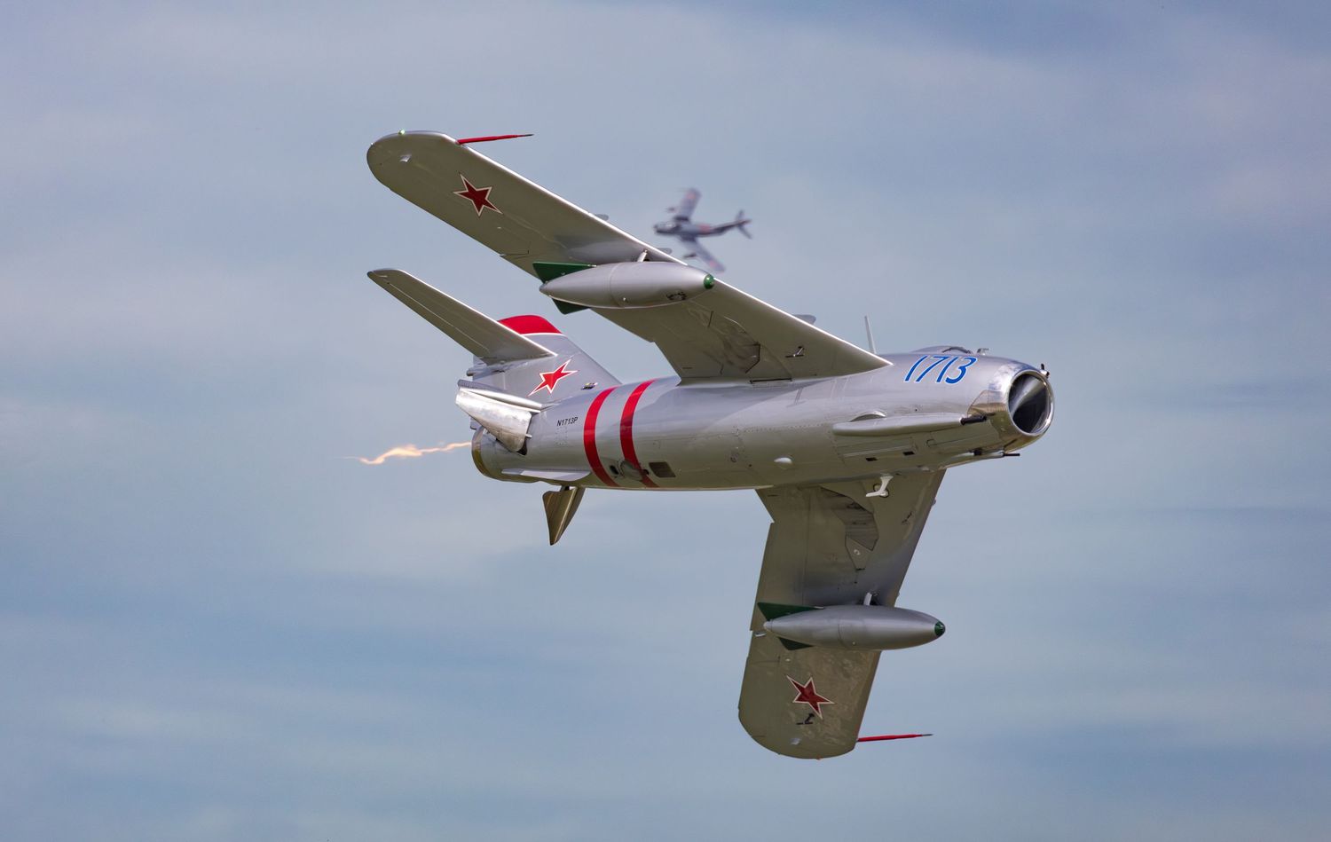 MiG-17 flying with afterburner