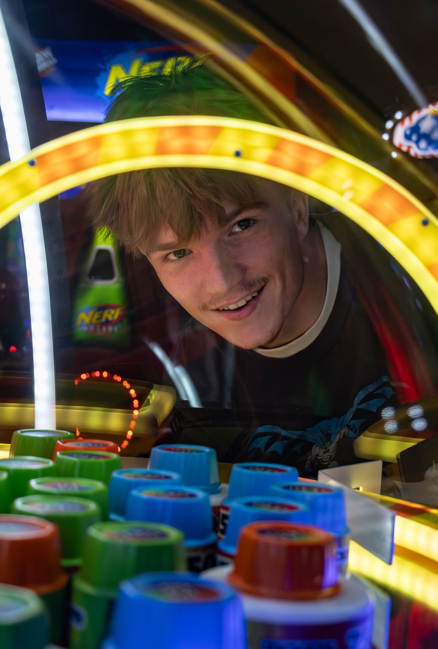 Male model in arcade