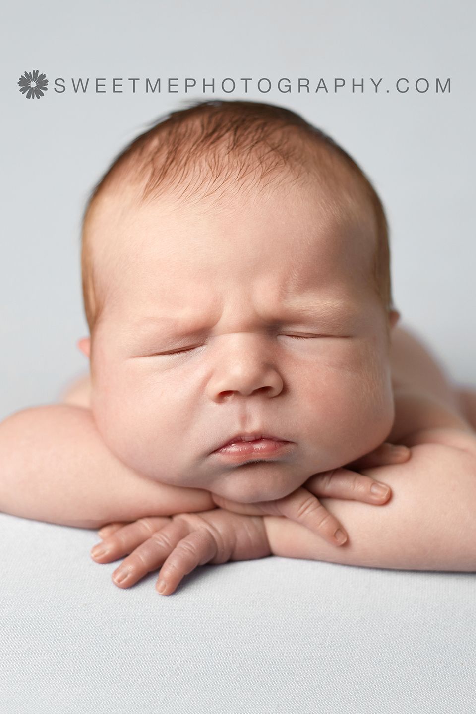 Professional macro photography series showing close-up details of a sleeping newborn's features.