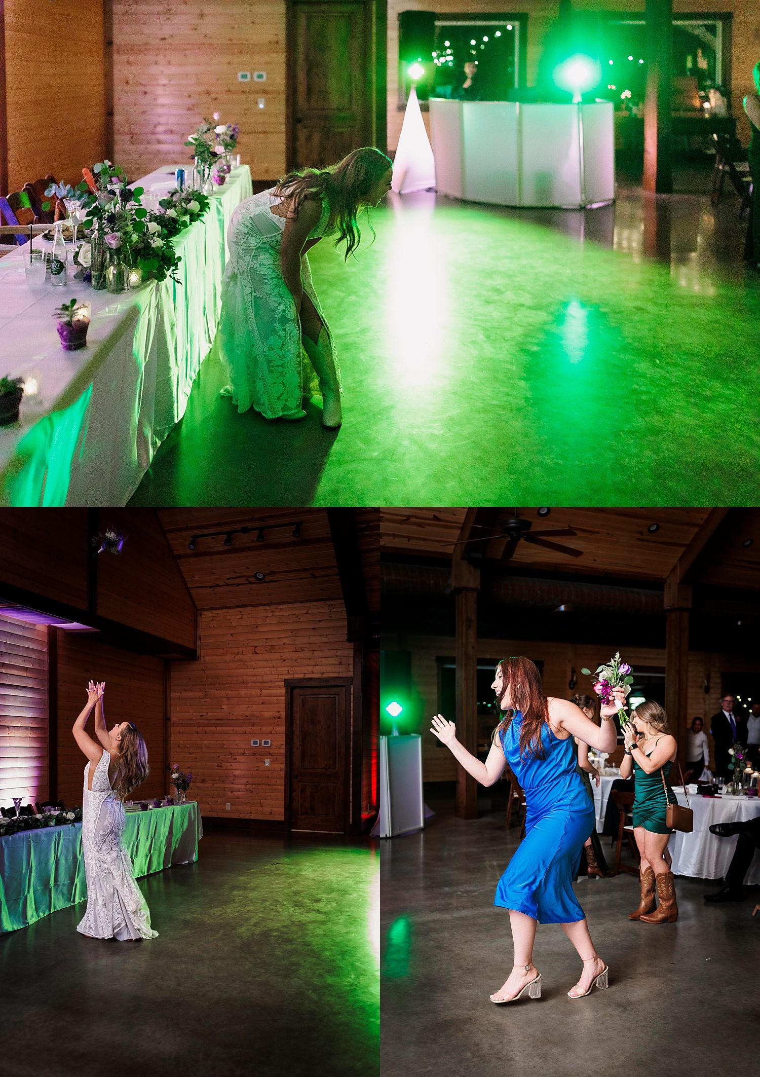 new wife throws her garter to single women by Austin wedding photographer
