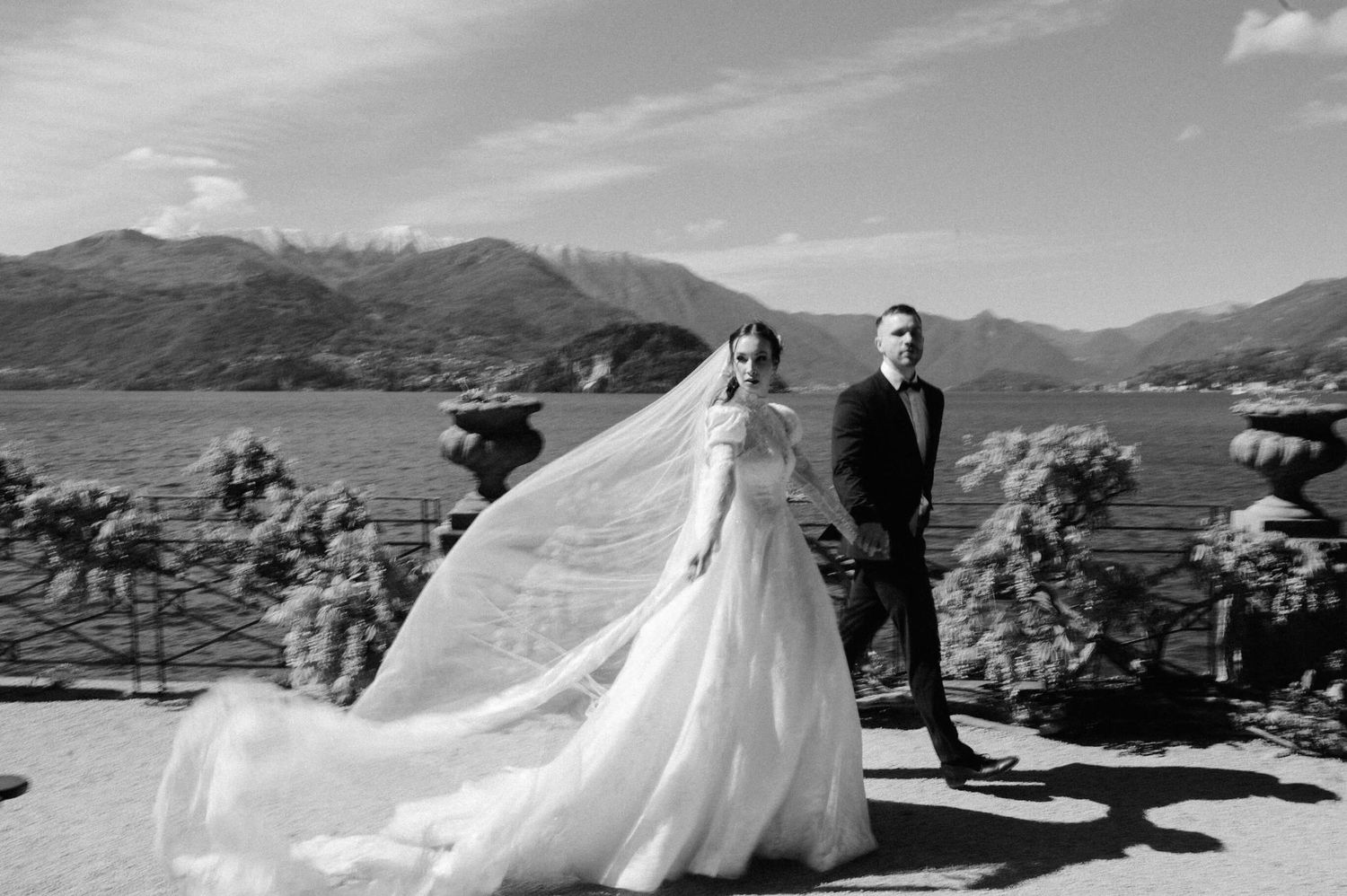 Wedding photography session on a scenic mountain overlook.