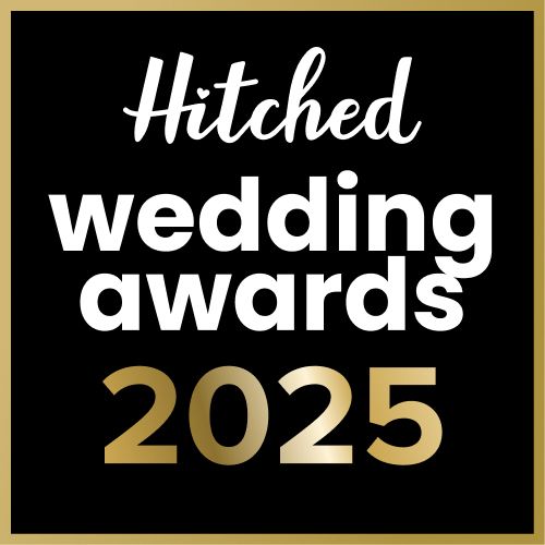 Gold and black wedding awards 2025 logo design on dark background.