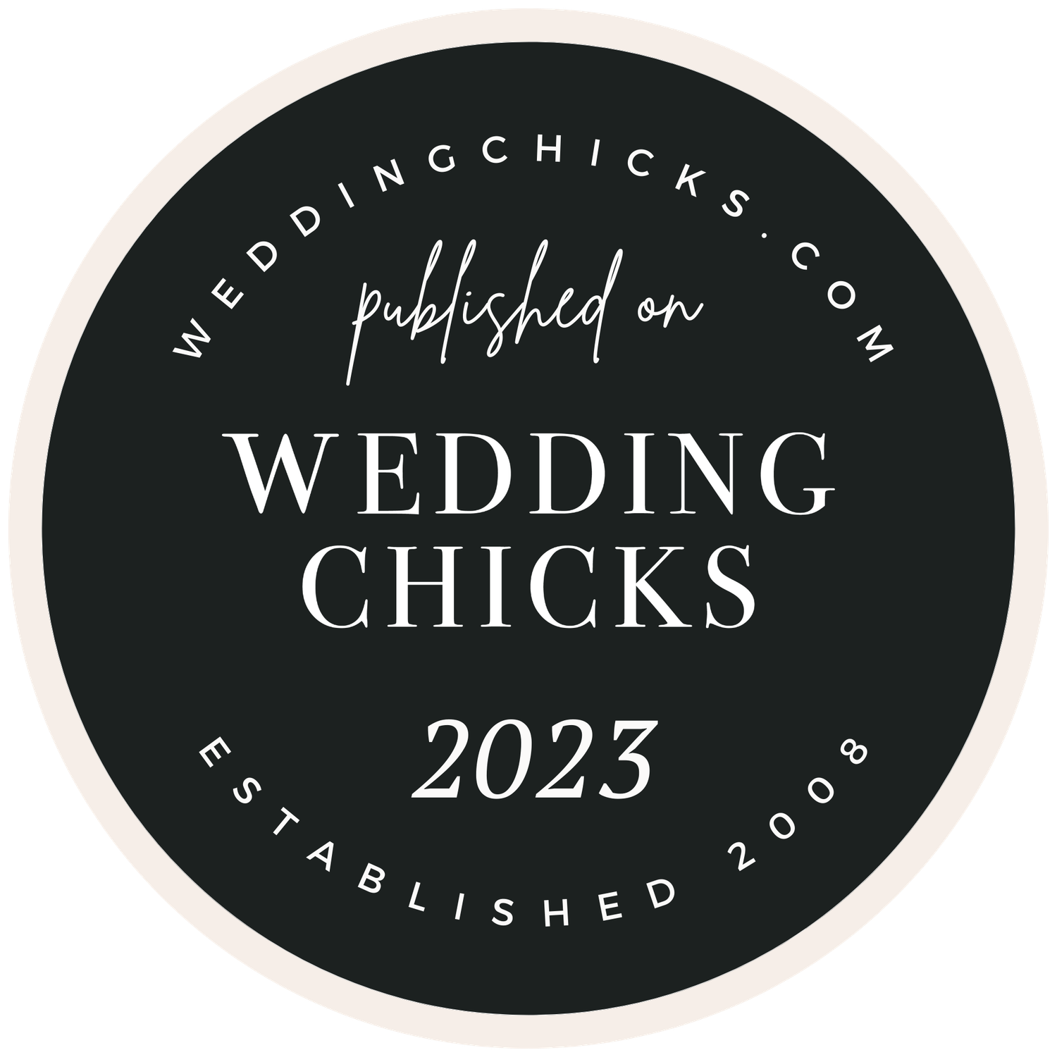 Black and white circular wedding logo designs in elegant typography.