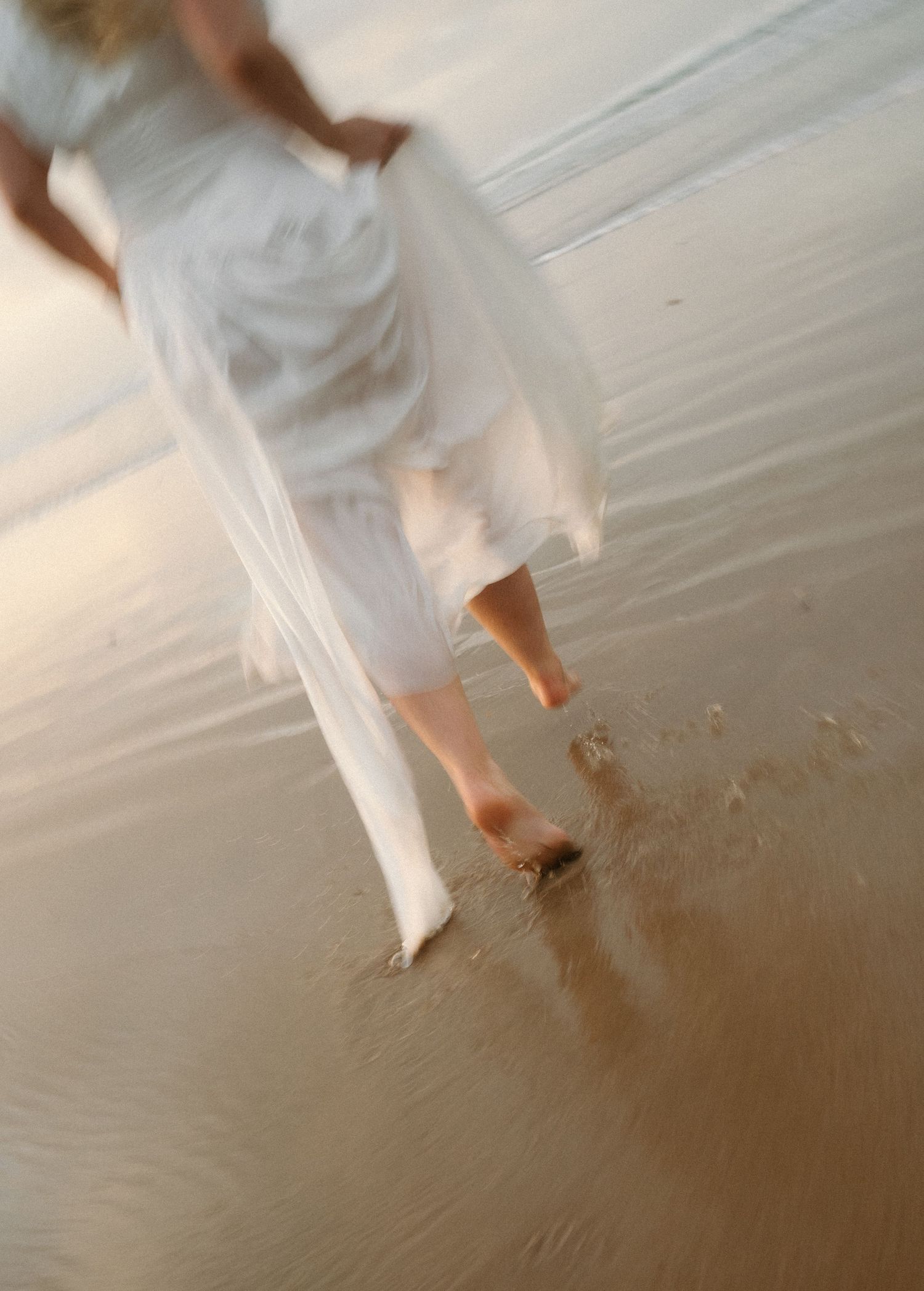 A sequence of photos showing feet walking on a white plastic tarp or sheet covering the ground.