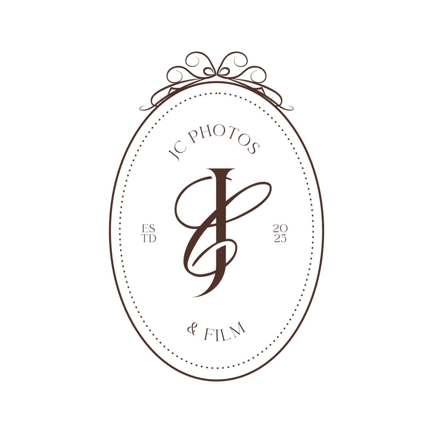 Collection of circular brown photography logos with decorative elements.