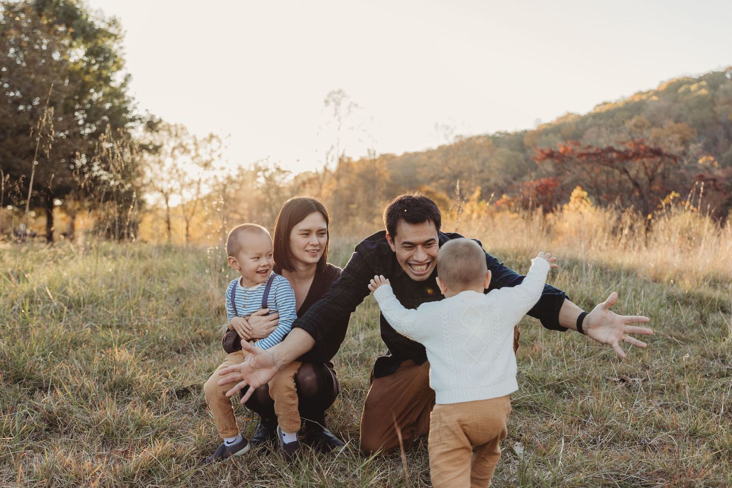 Family portrait during a sunset photography session in East Tennessee.  at Lakeshore Park Harriman, TN