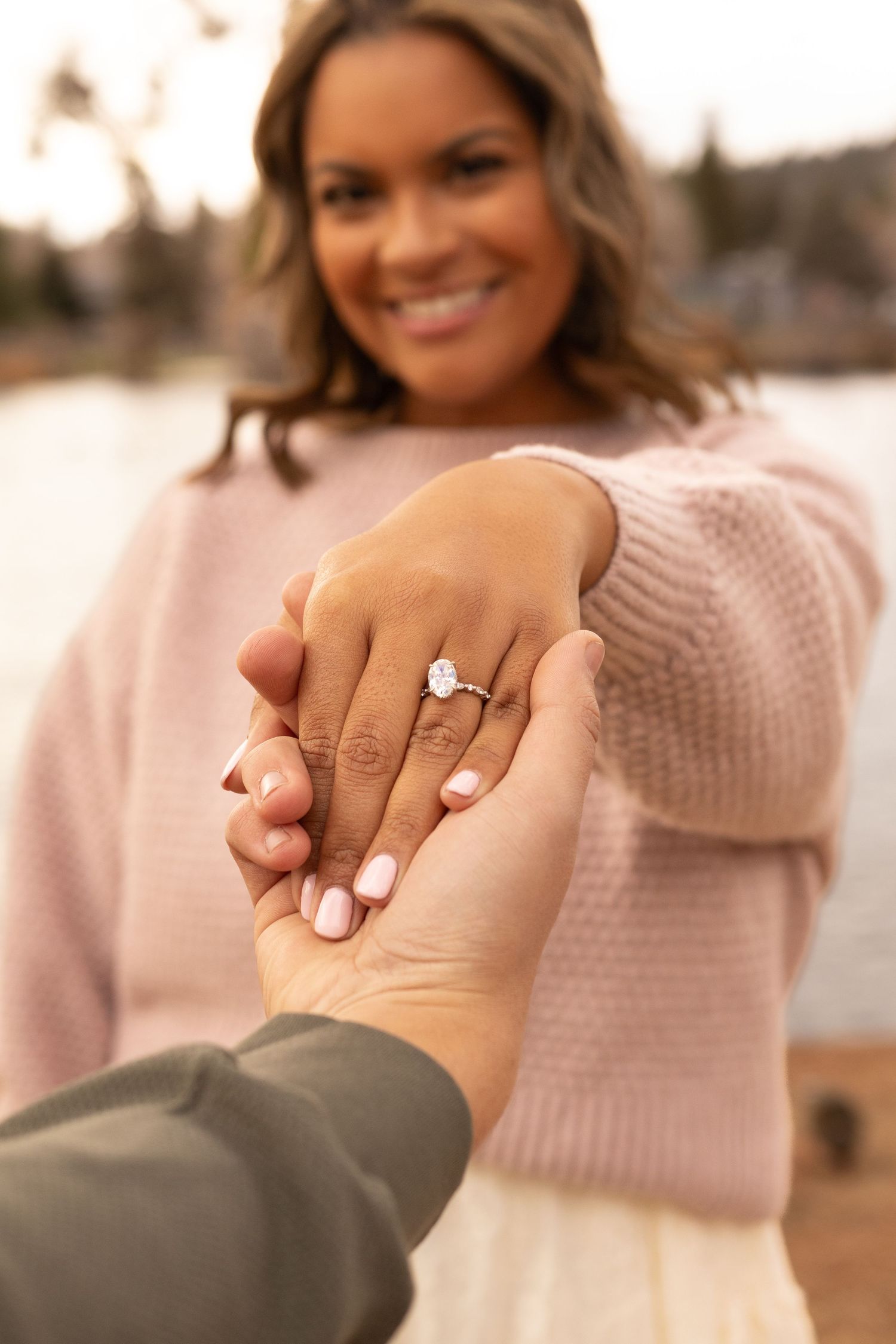 An intimate and romantic engagement session in Bend, Oregon featuring warm, natural photography, candid moments, and timeless portraits. A p