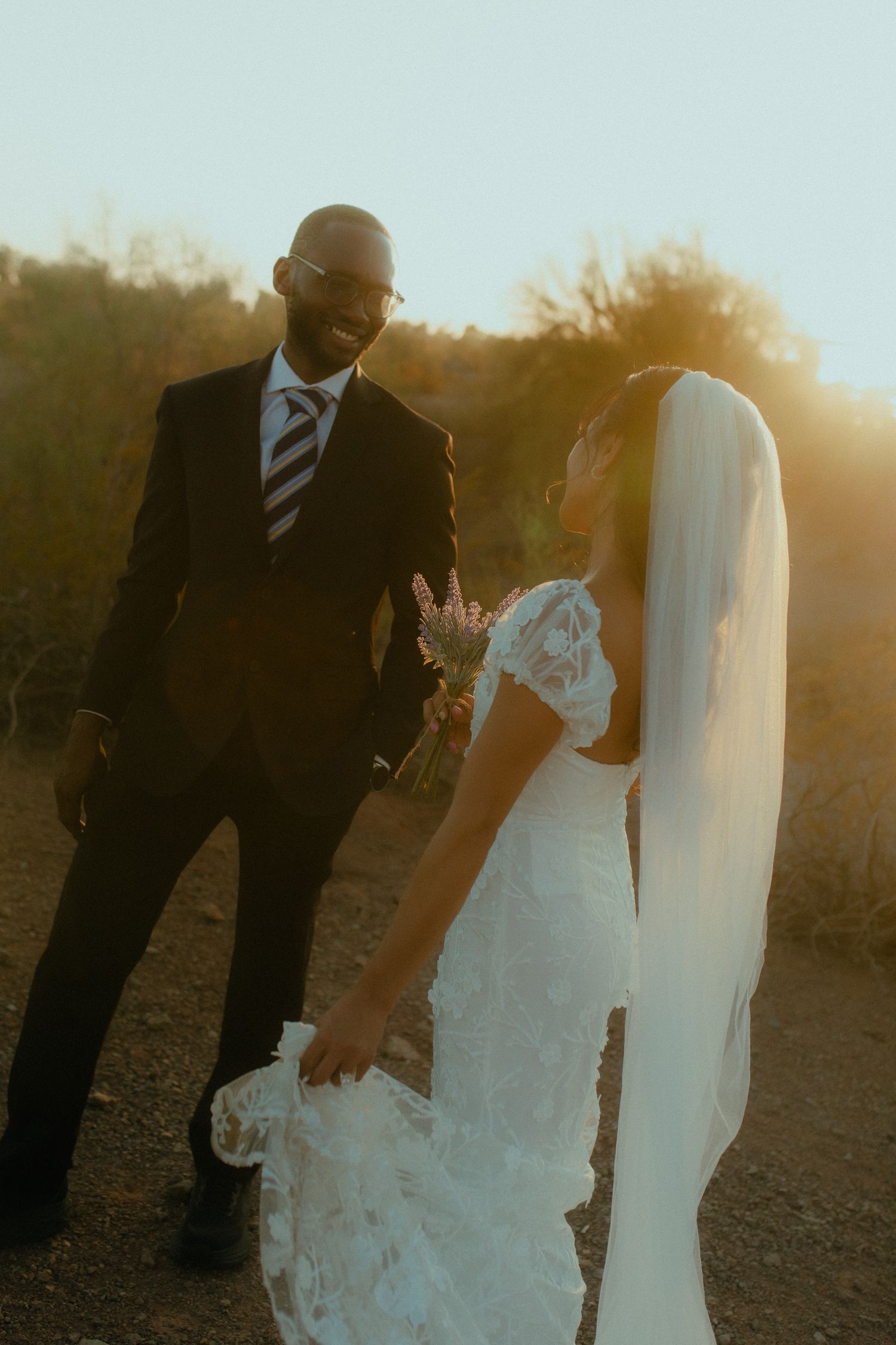 Arizona Creative Moody Poetic Engagement Photoshoot on the mountain