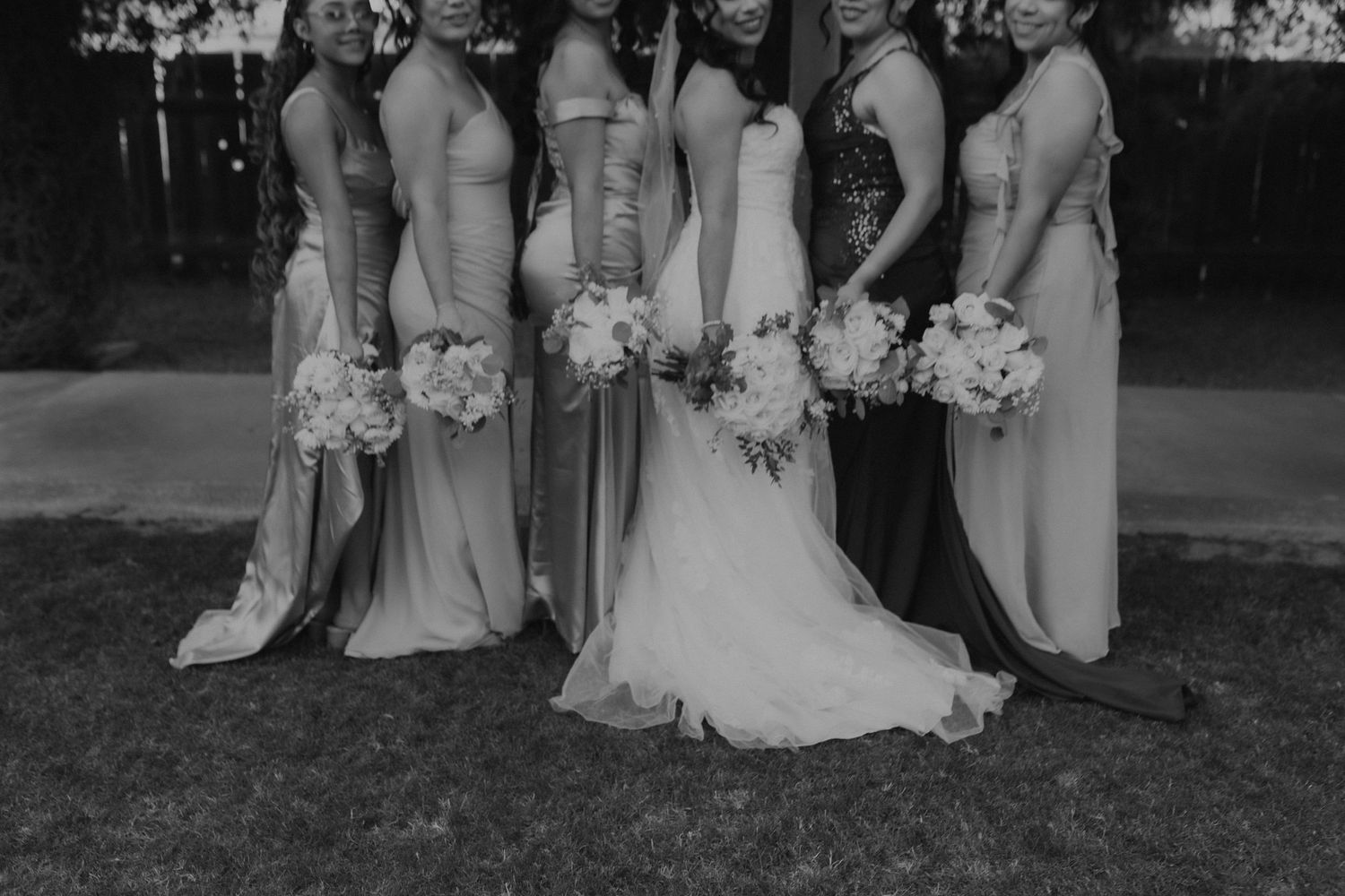 Arizona Creative Moody Poetic Black and white wedding day bridal party photos