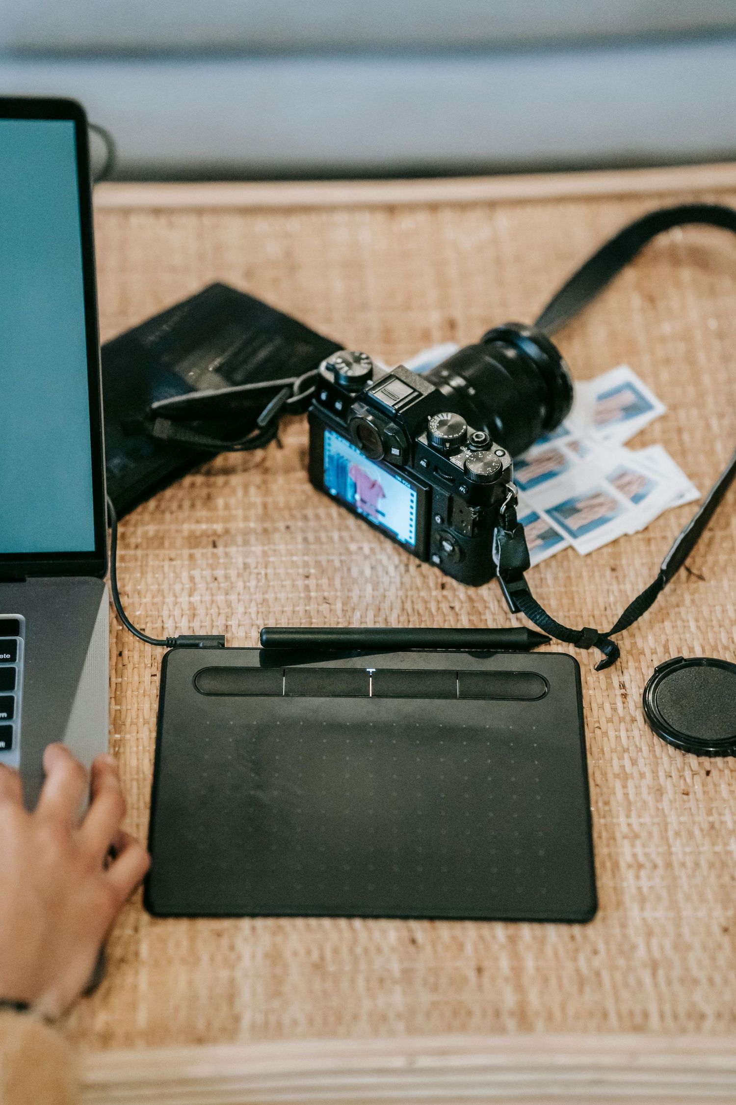 Photo shoot of editing equipment for digital photography