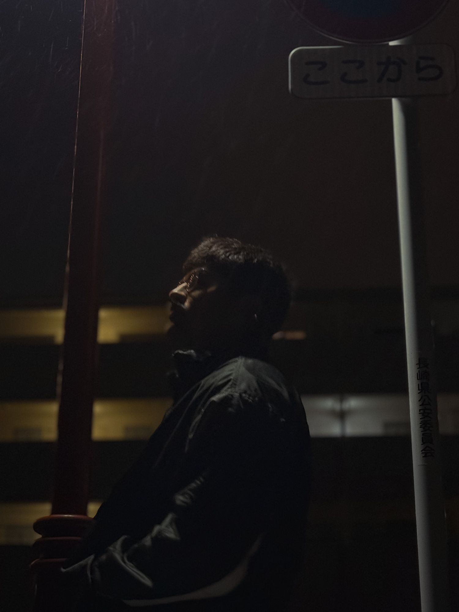 Bryant Bucio night time street portrait in a urban setting with natural night light