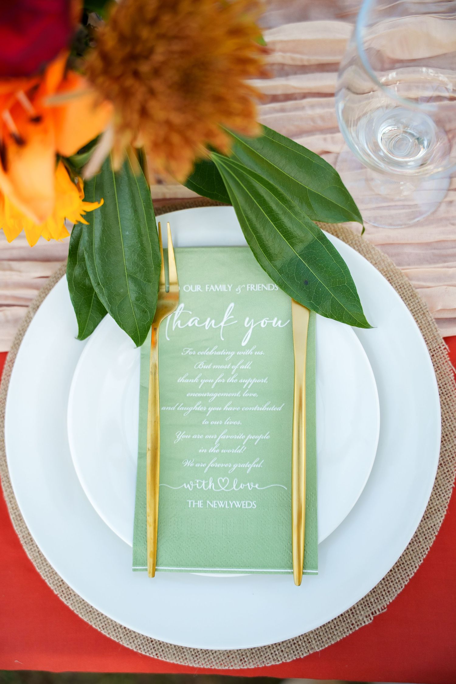 Close-up of a wedding menu and tropical table setting at Ko Olina, Oahu. Fine dining details for a Hawaii destination wedding.