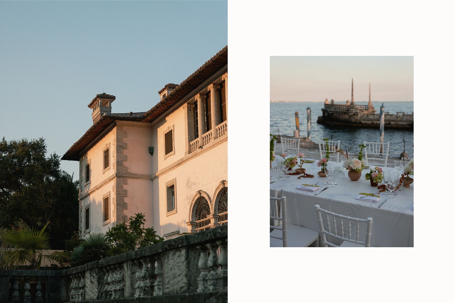 A series of architectural photos showing different buildings and structures in various settings and lighting conditions.