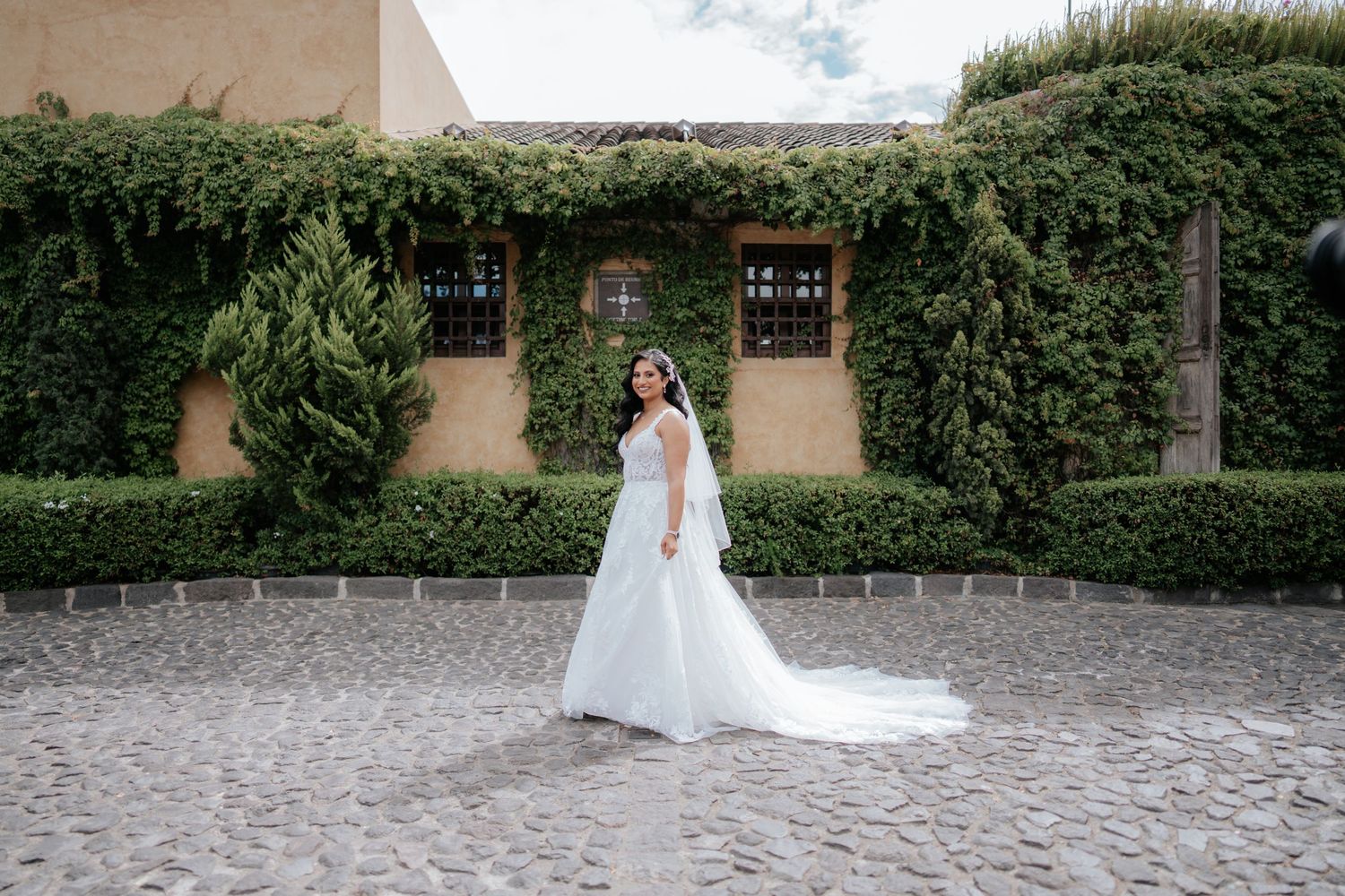Bride getting ready for a South Indian Catholic wedding in Antigua Guatemala