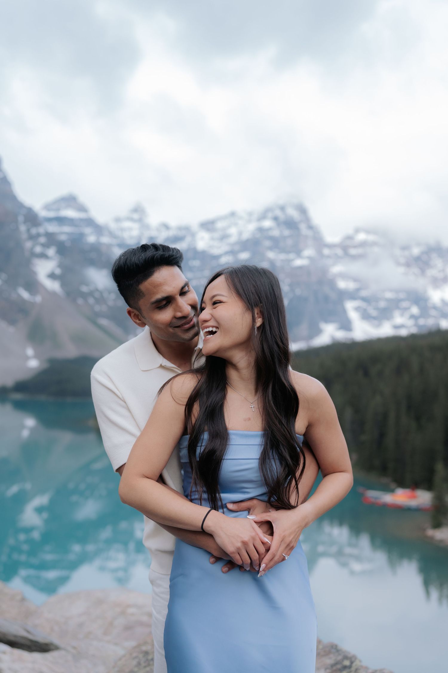 Sunrise proposal at Moraine Lake in Banff National Park