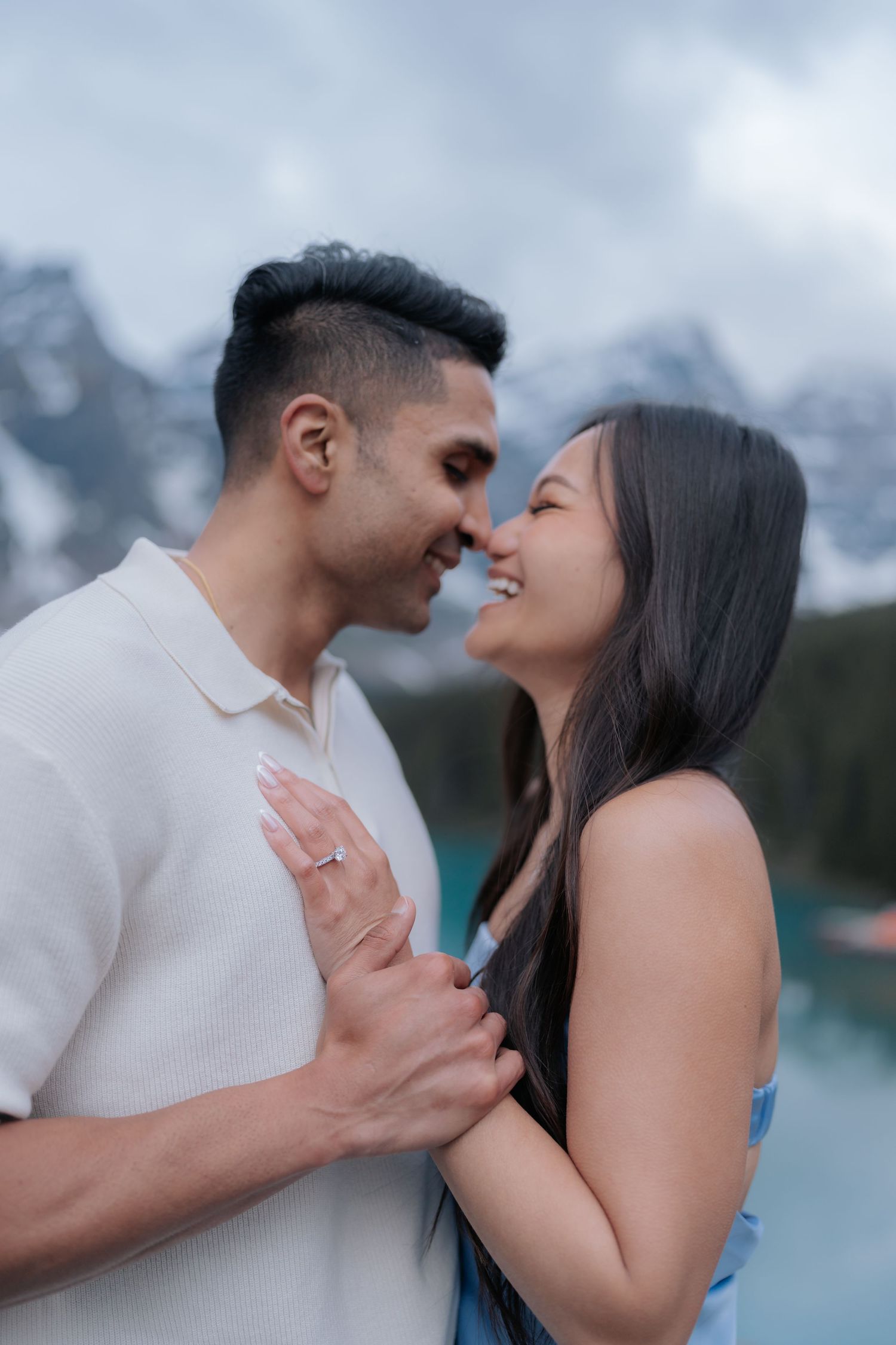 Sunrise proposal at Moraine Lake in Banff National Park