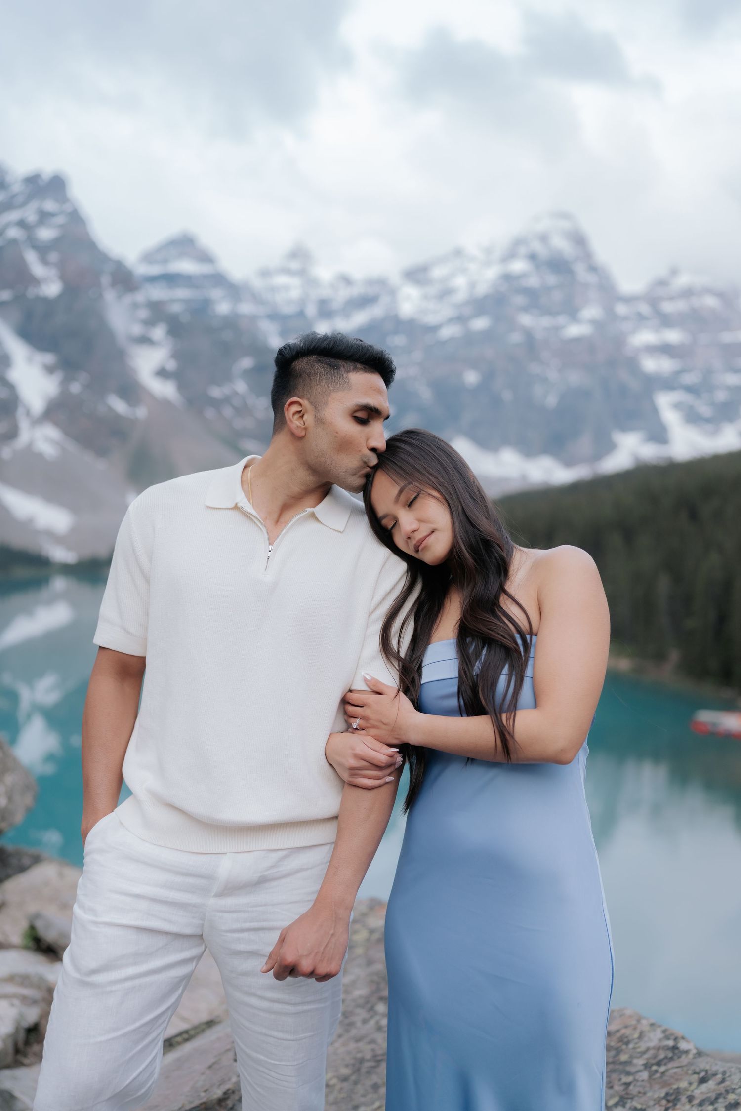 Sunrise proposal at Moraine Lake in Banff National Park