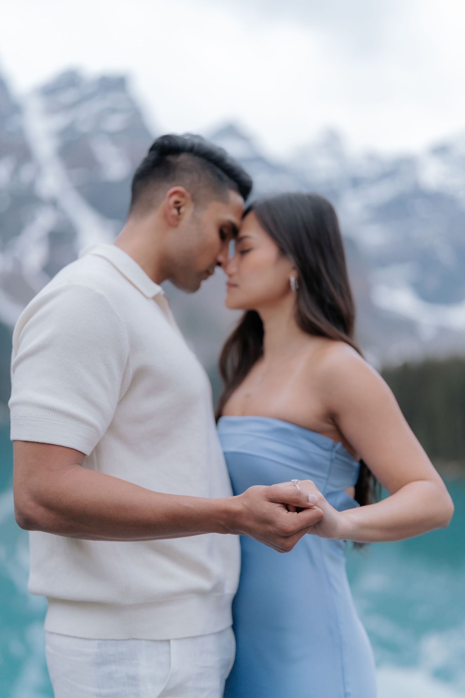 Sunrise proposal at Moraine Lake in Banff National Park