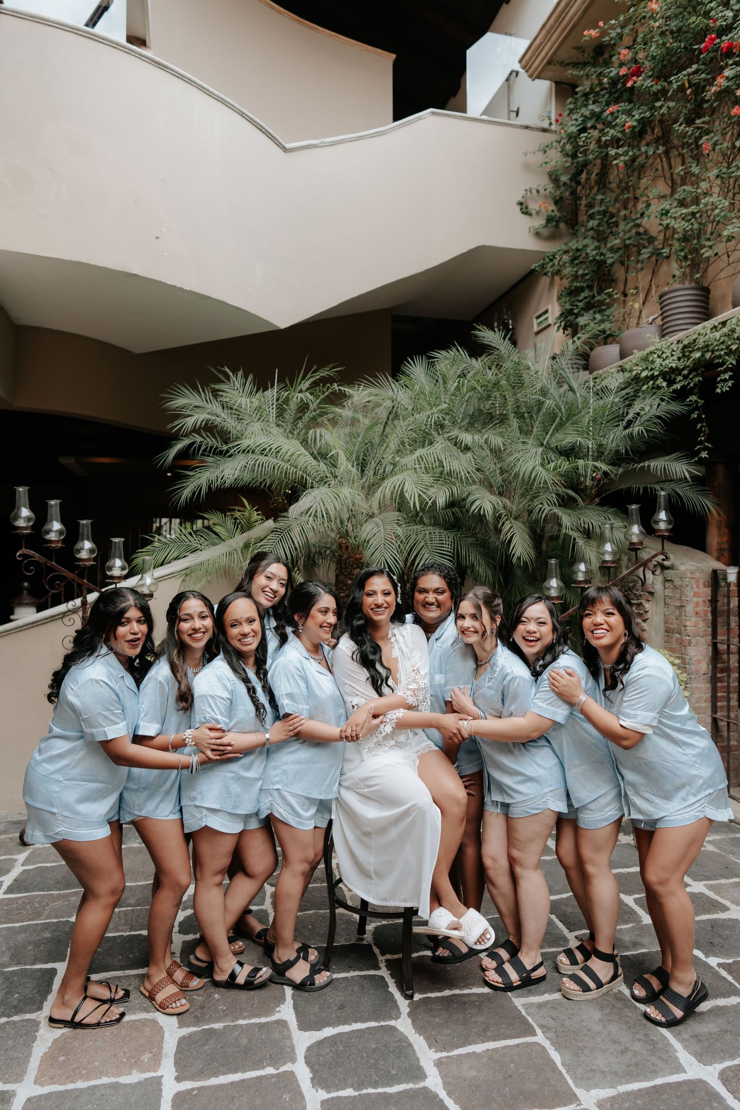 Bride getting ready for a South Indian Catholic wedding in Antigua Guatemala