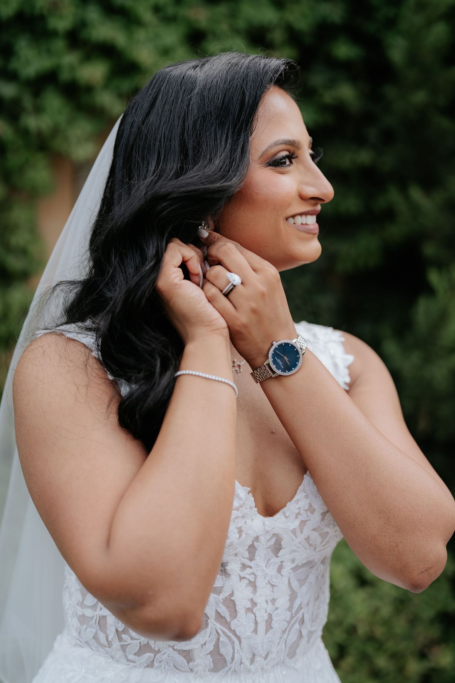 Bride getting ready for a South Indian Catholic wedding in Antigua Guatemala