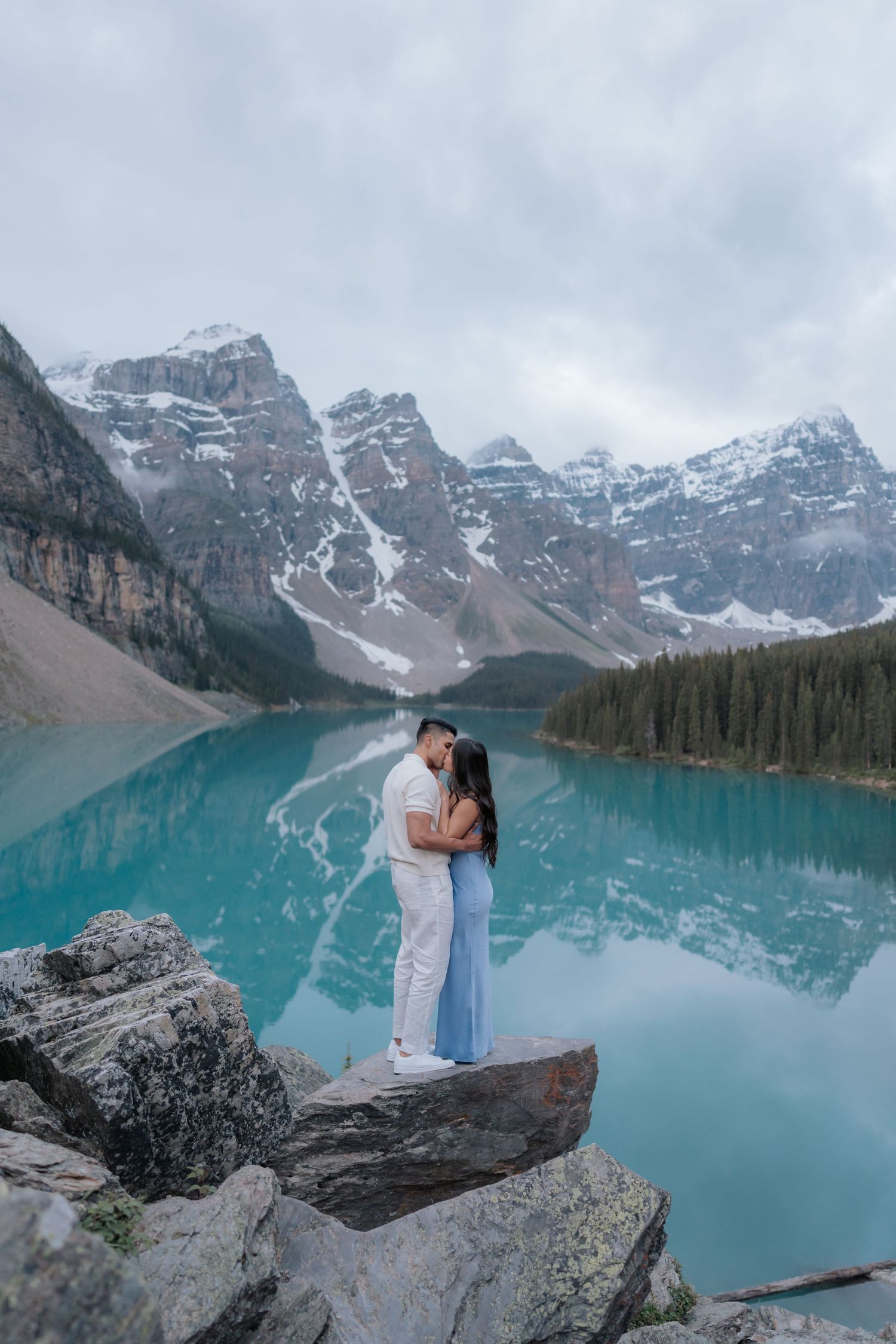 Sunrise proposal at Moraine Lake in Banff National Park
