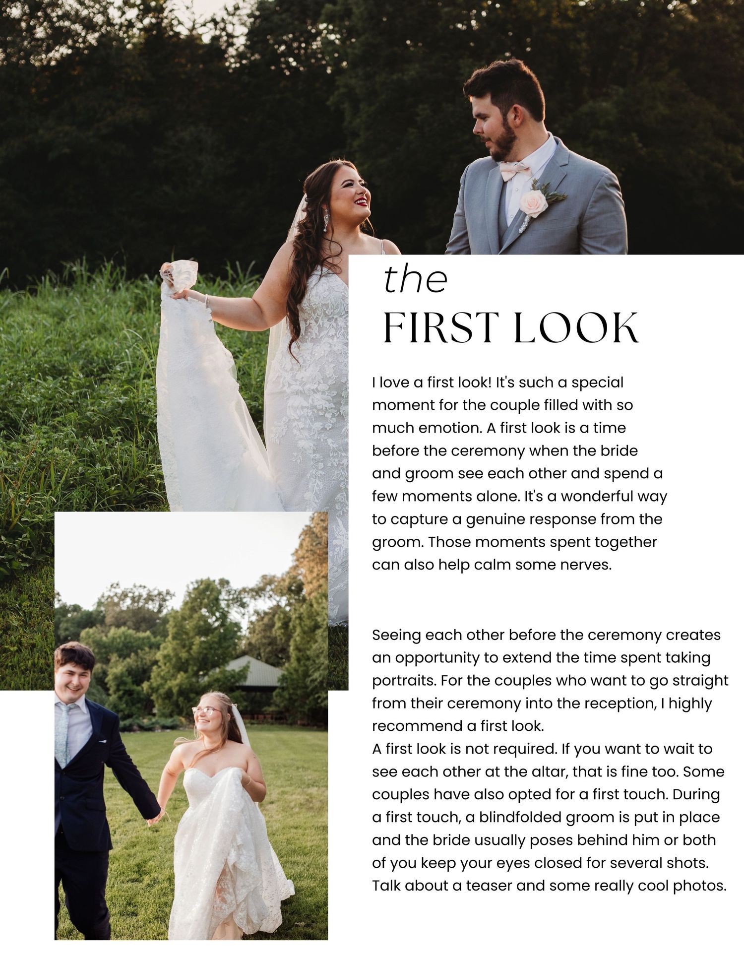 A wedding couple shares a joyful moment together outdoors in a lush green field at sunset.