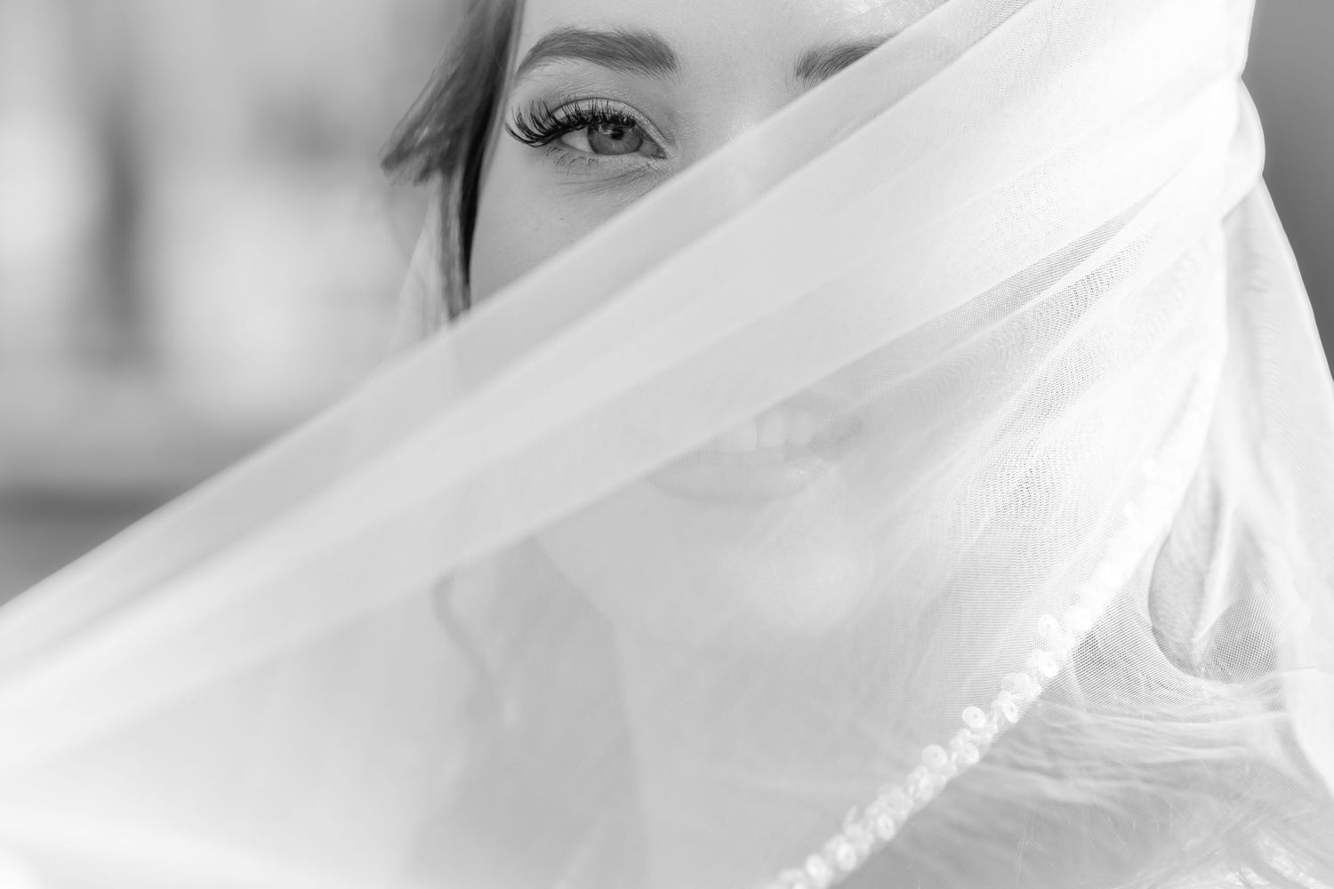 Dreamy Wedding Bridal portrait black & white in North, MS photography