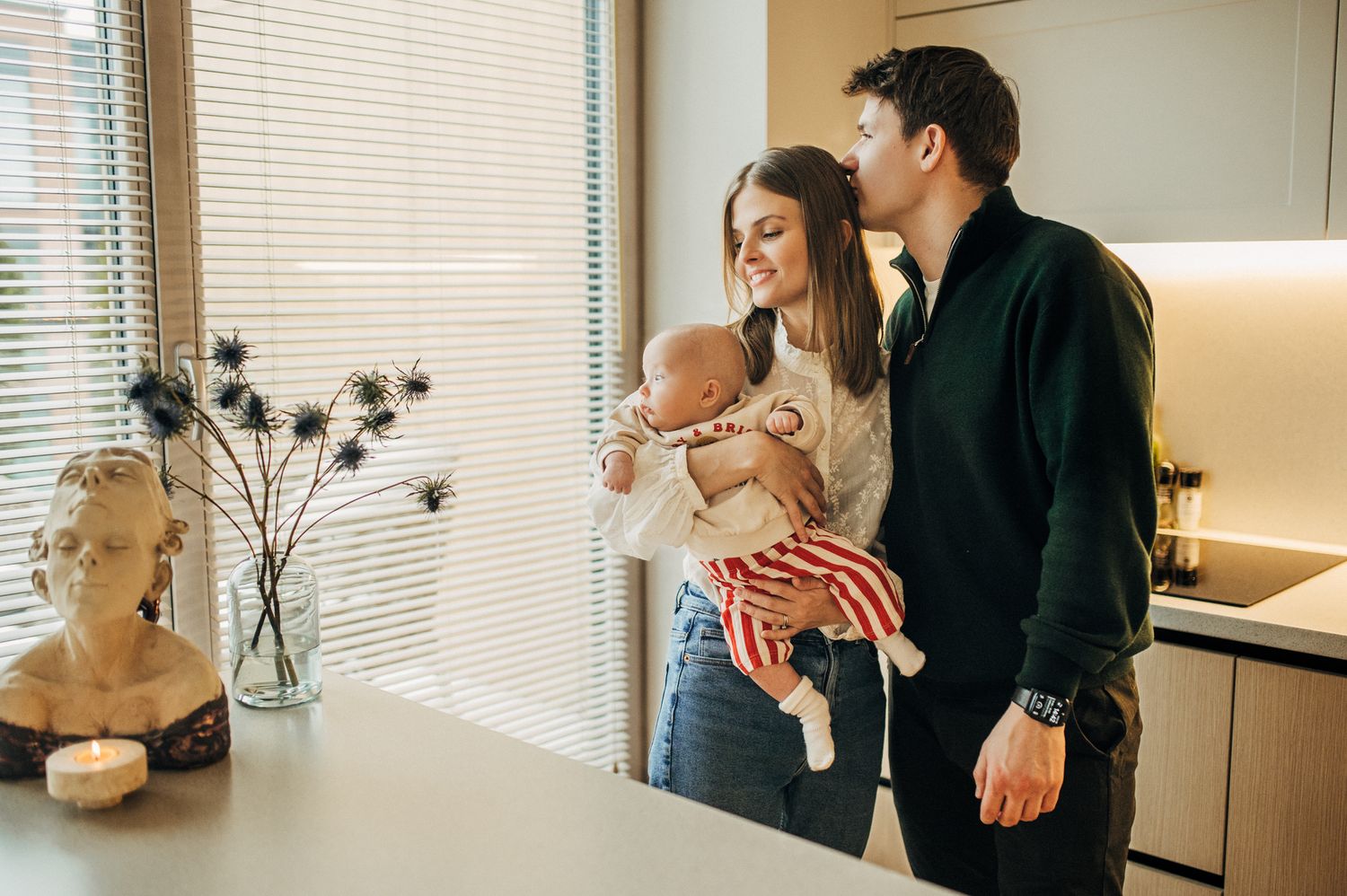 Lifestyle photography sequence showing cozy indoor moments by window with natural light filtering through.