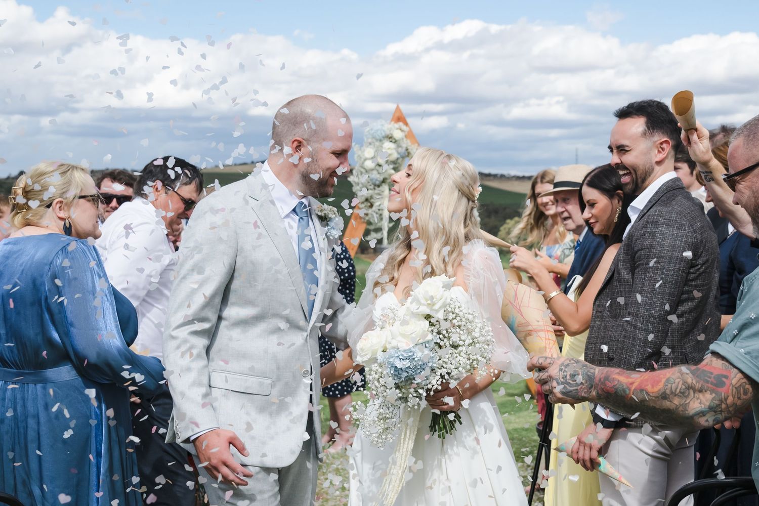 Wedding celebration moment with guests throwing confetti.
Clare Valley
South Australia
Wedding Photography