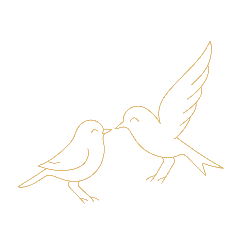 Simple line drawings of birds in black and white on a white background.