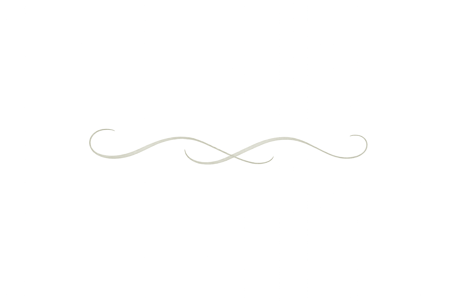 A decorative swirling line design element in light gray creates an elegant flourish against a white background.