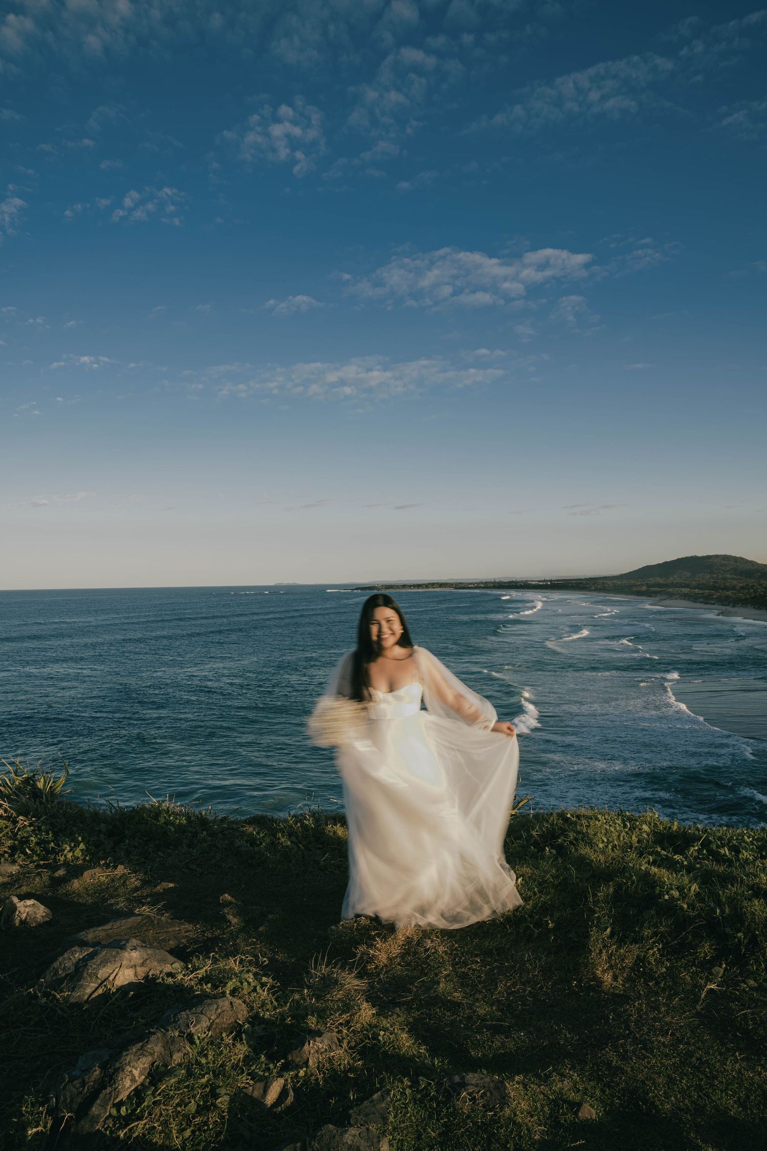 A dramatic coastal landscape series showing the rugged Pacific coastline with ocean views and windswept cliffs at sunset.