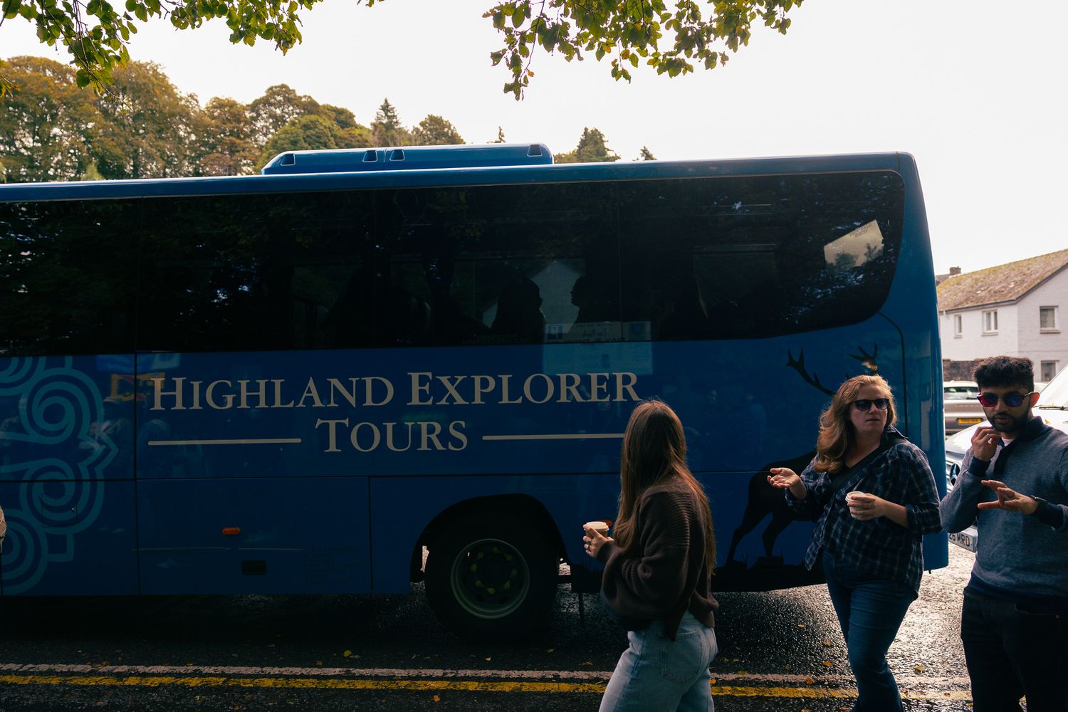 Highland Explorer Tour bus in Dunkeld Scotland.