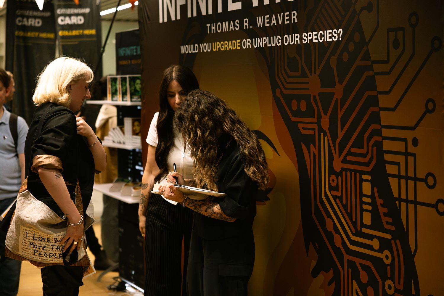 Book creators KrisandMads signing books at Thomas Weaver Event at Penguin Random House Headquarters in London, England.