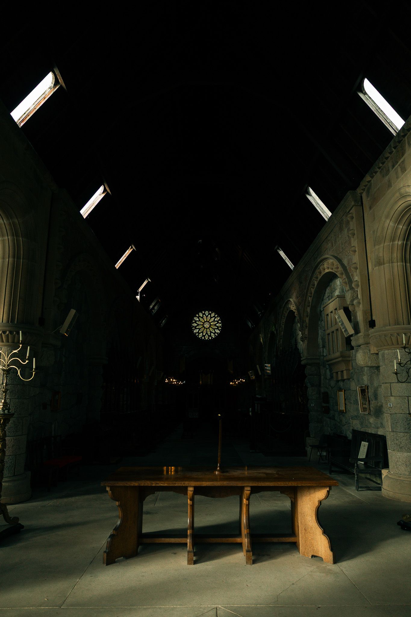 Interior photograph at St. Conan's Kirk, Scotland.