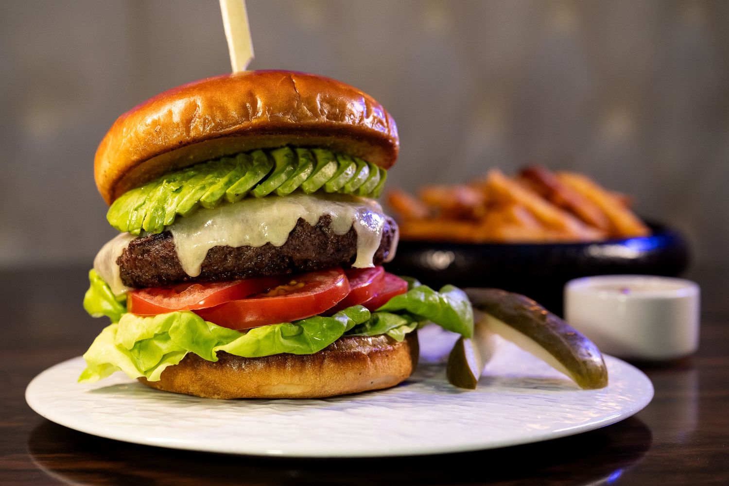 Gourmet burgers styled for professional restaurant photography