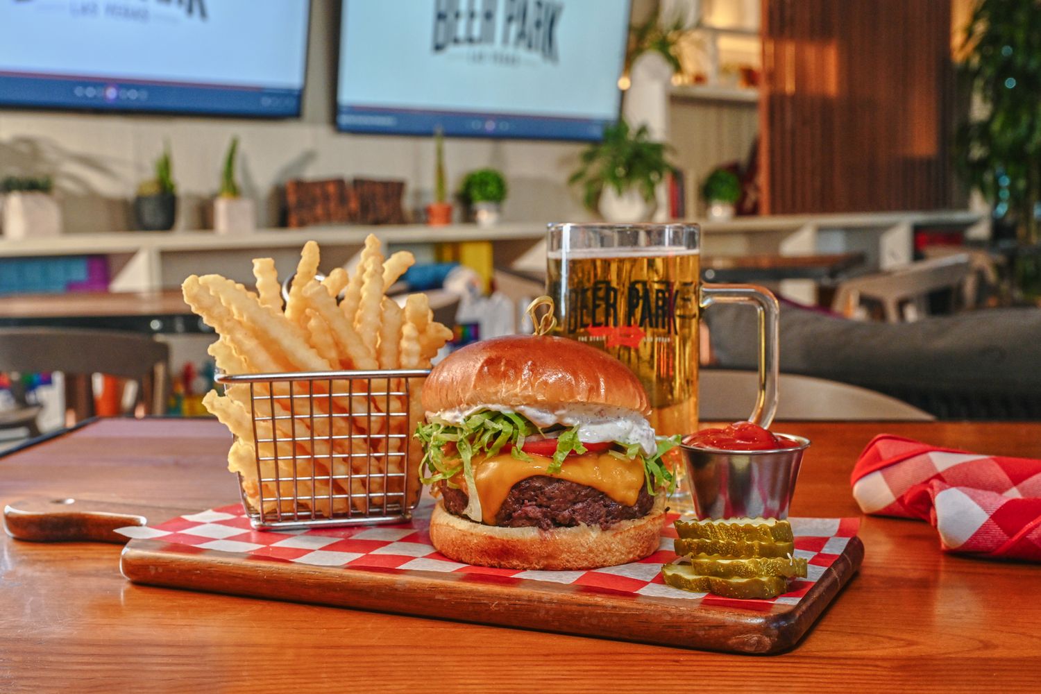 Gourmet burgers being served during a restaurant dining experience