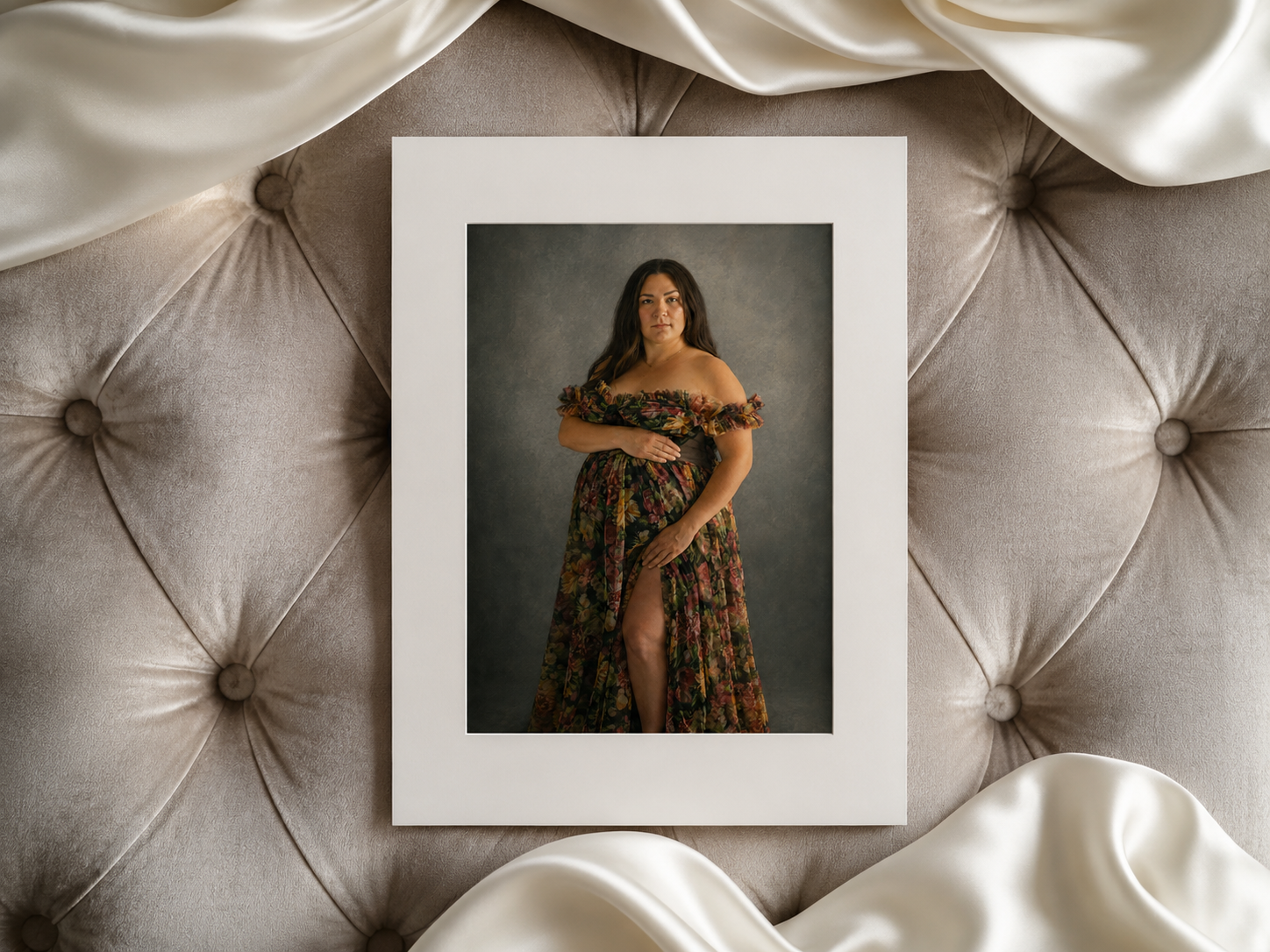 archival matted image of a women in a gown professionally printed in a lab
