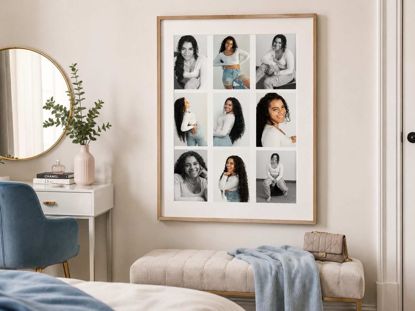 collage of a womens in studio editorial photography images