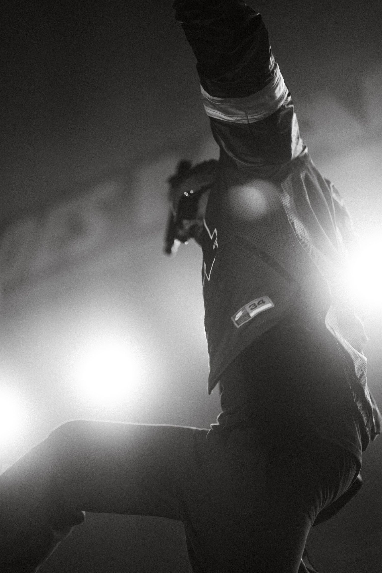Dramatically lit performer 