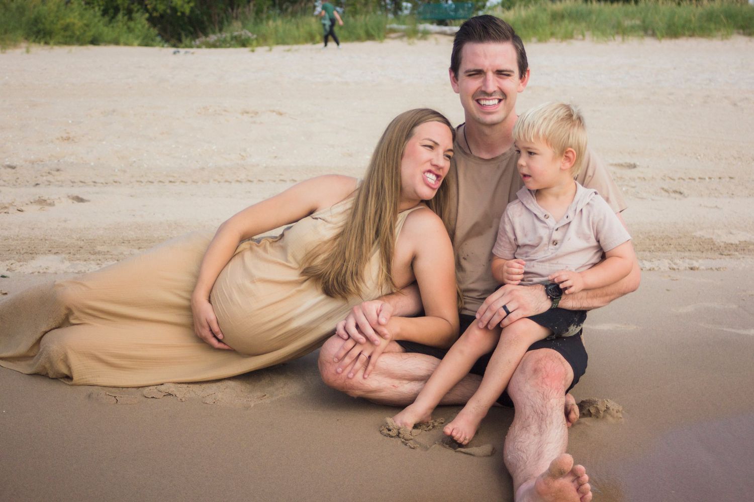 An image of a family on a beach.