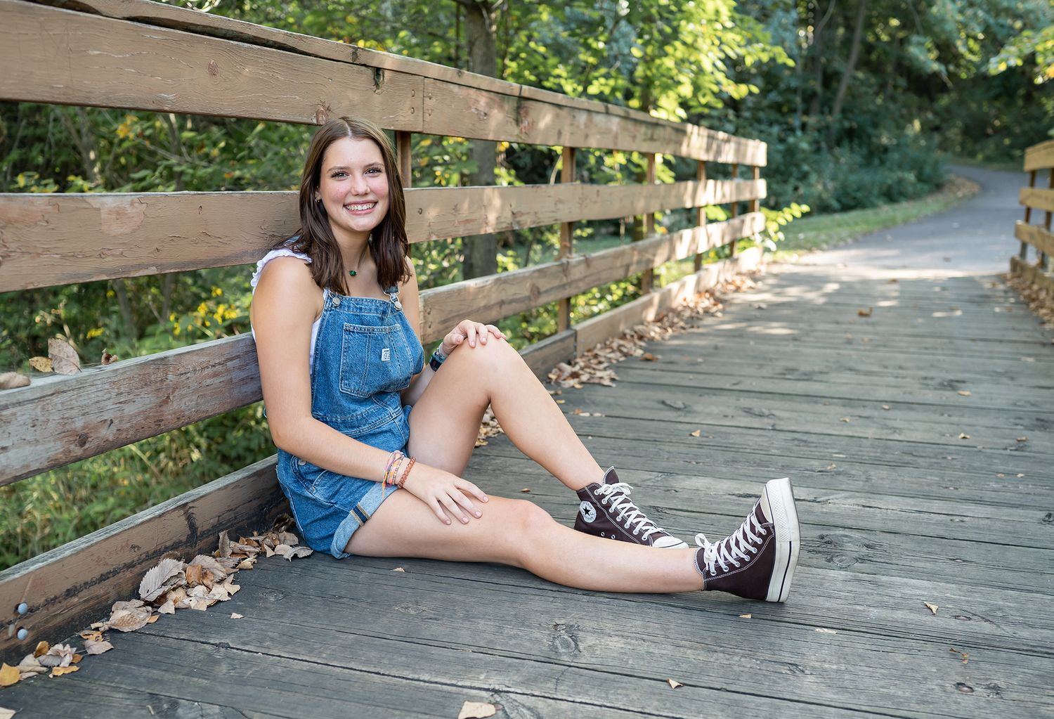 senior girl on bridge
