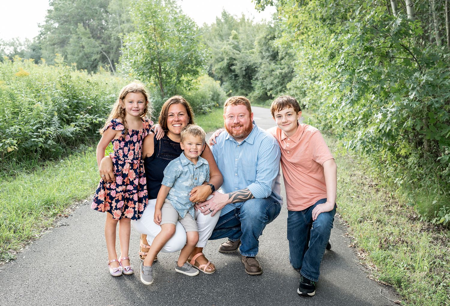 family walking path