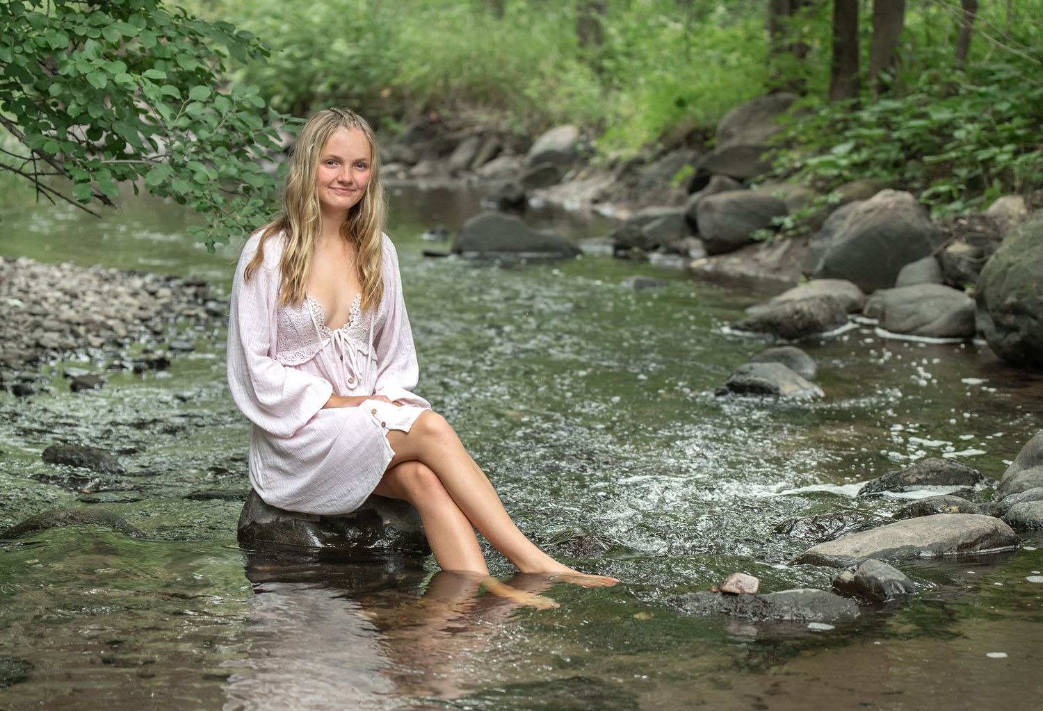 high school girl in creek