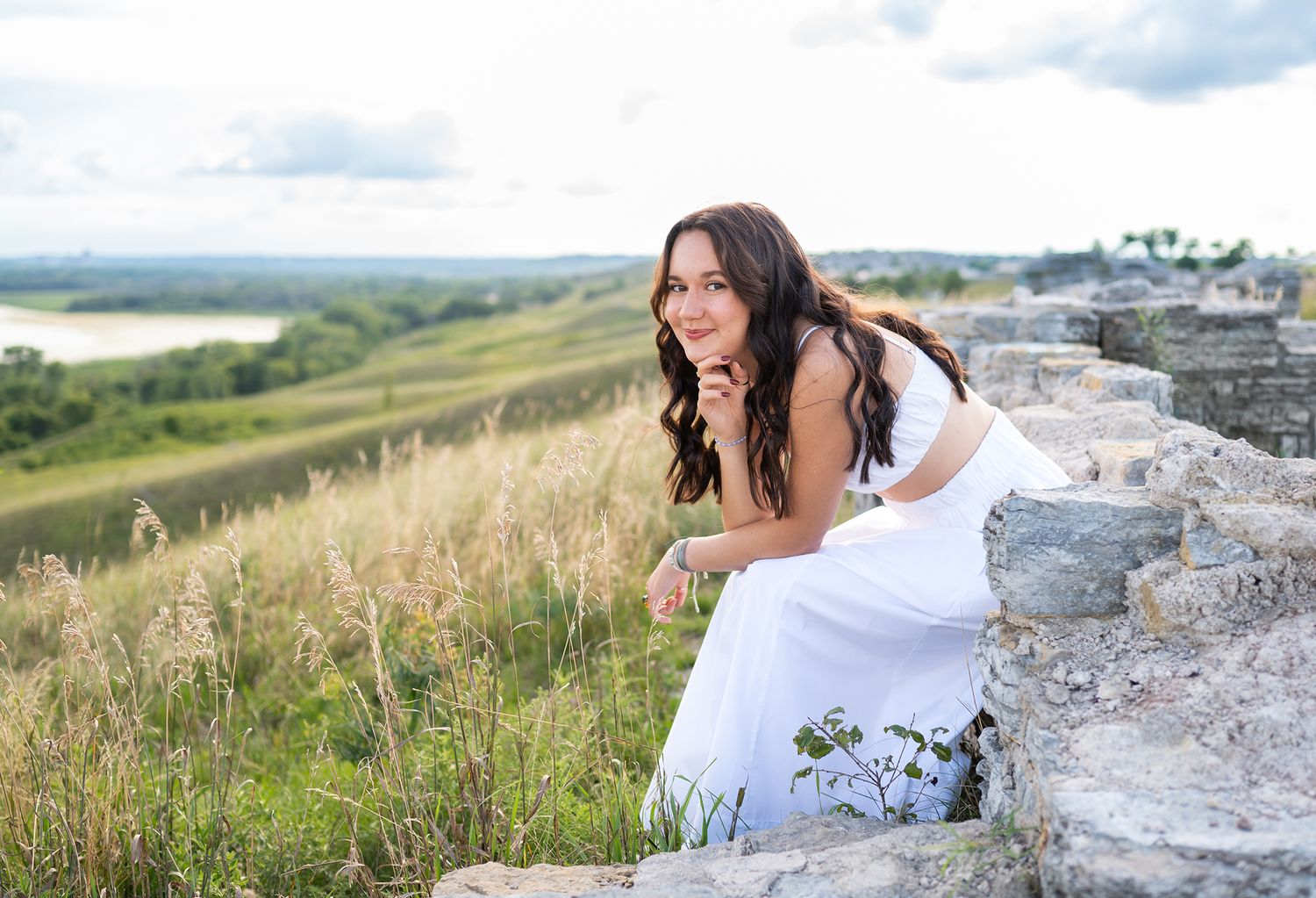 beautiful river bluffs girl sitting