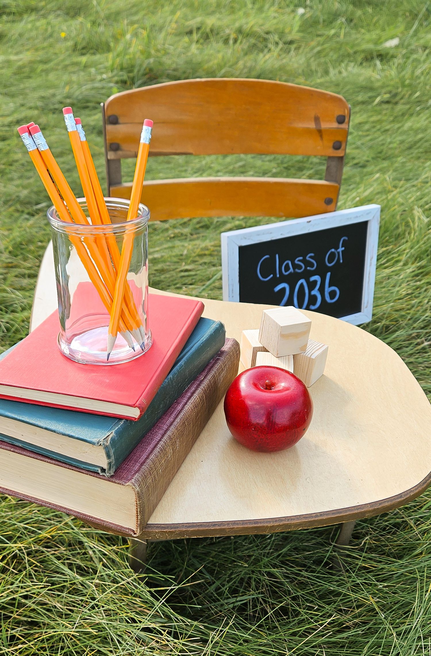 school pencils books apple blocks