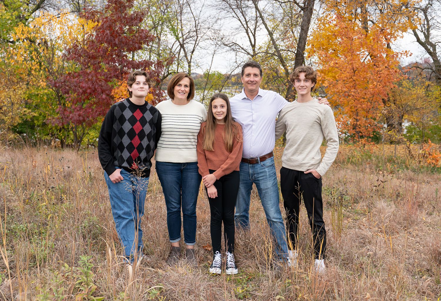 fall family photo in field