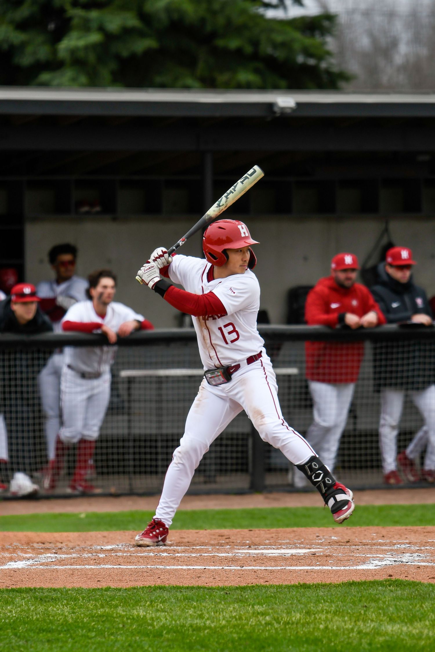 Baseball player about to swing