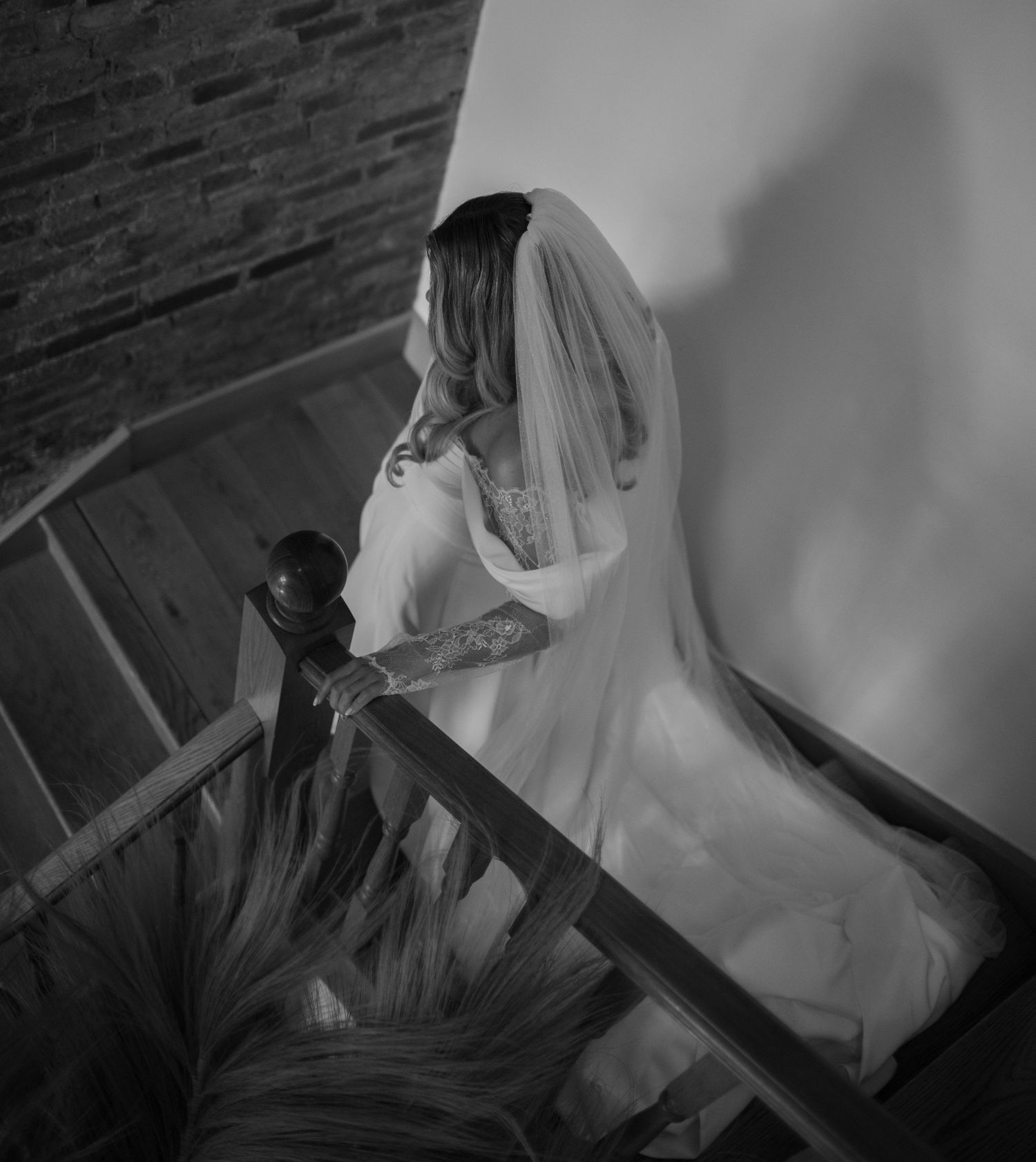 Bride walking down the stairs