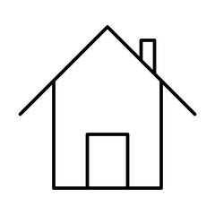 Minimalist architectural line drawing showing roof angles and building dimensions.